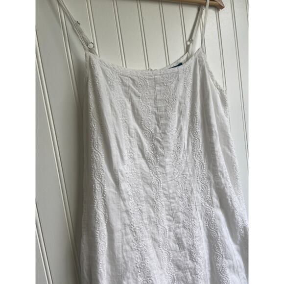 Lauren Ralphh Lauren Dress Women's 8 White Embroidered Knit Adjustable Floral - Picture 2 of 7